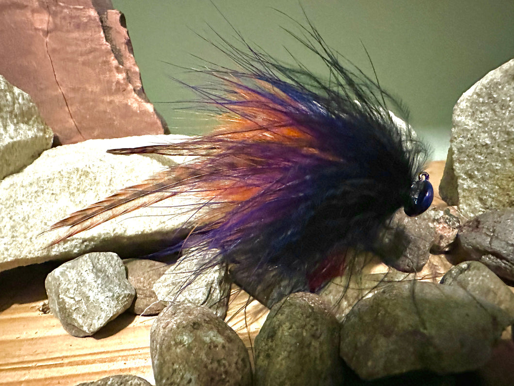 Midwest Finesse Ned - Black Purple Brown Marabou